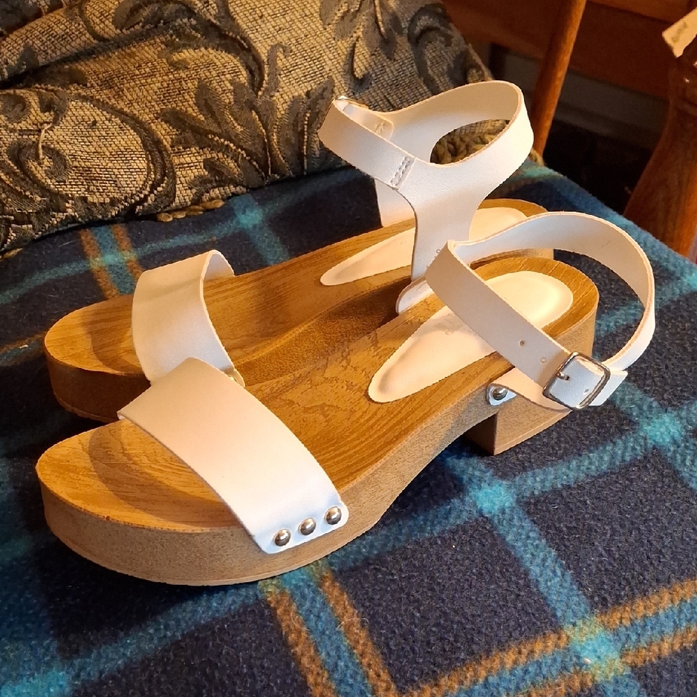 ASOS White and Brown Mules with Platform Sole